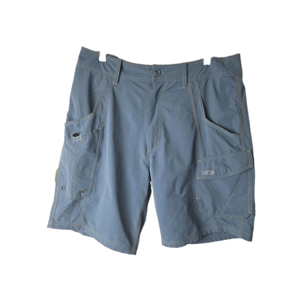 Aftco Shorts Men 34 Blue Cargo Nylon Boating Deck Travel Fisherman Tech Gorpcore